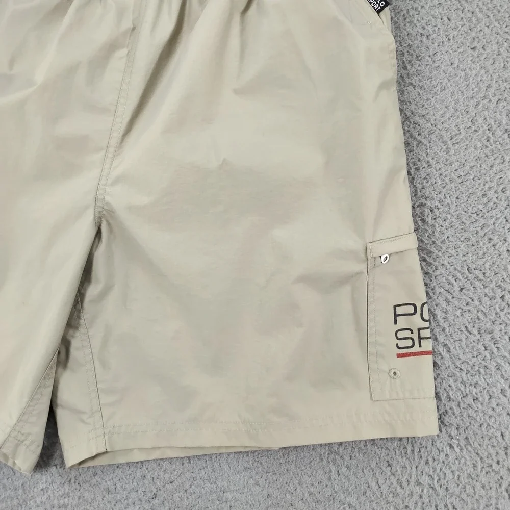 Polo Sport Board Shorts Mens XL Beige Mesh Lined Pocket Elastic Waist Drawstring